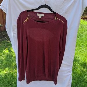 Michael Kors open backed sweater - maroon gold zip
